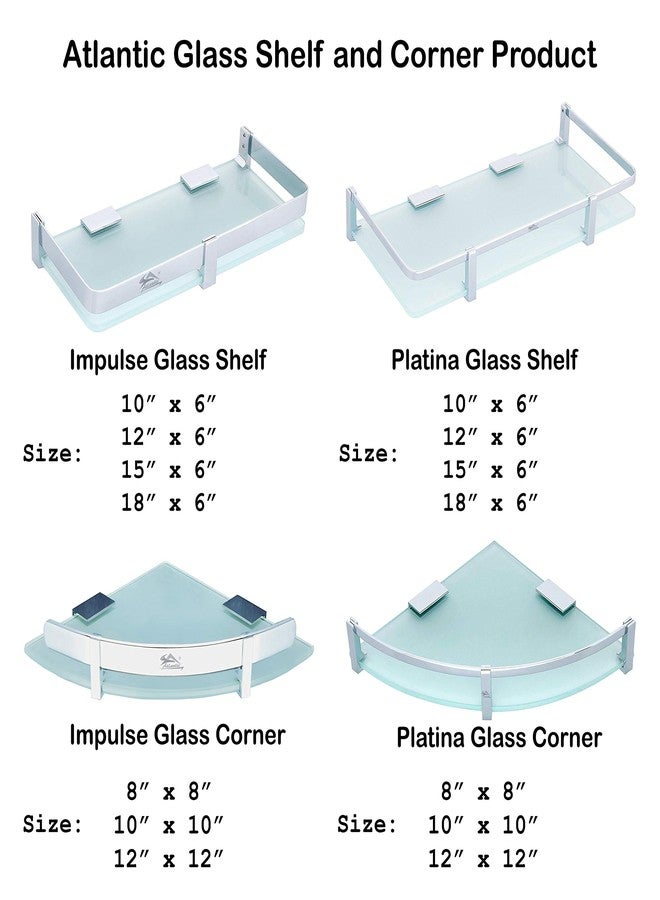 أتلانتيك رف زجاجي جداري من أتلانتيك بلاتينا بلمسة نهائية من الكروم النحاسي، مناسب للمطبخ والحمام، رفوف زجاجية متعددة الأغراض، رف جداري (بلاتينا 15 بوصة × 6 بوصات). - Image 5